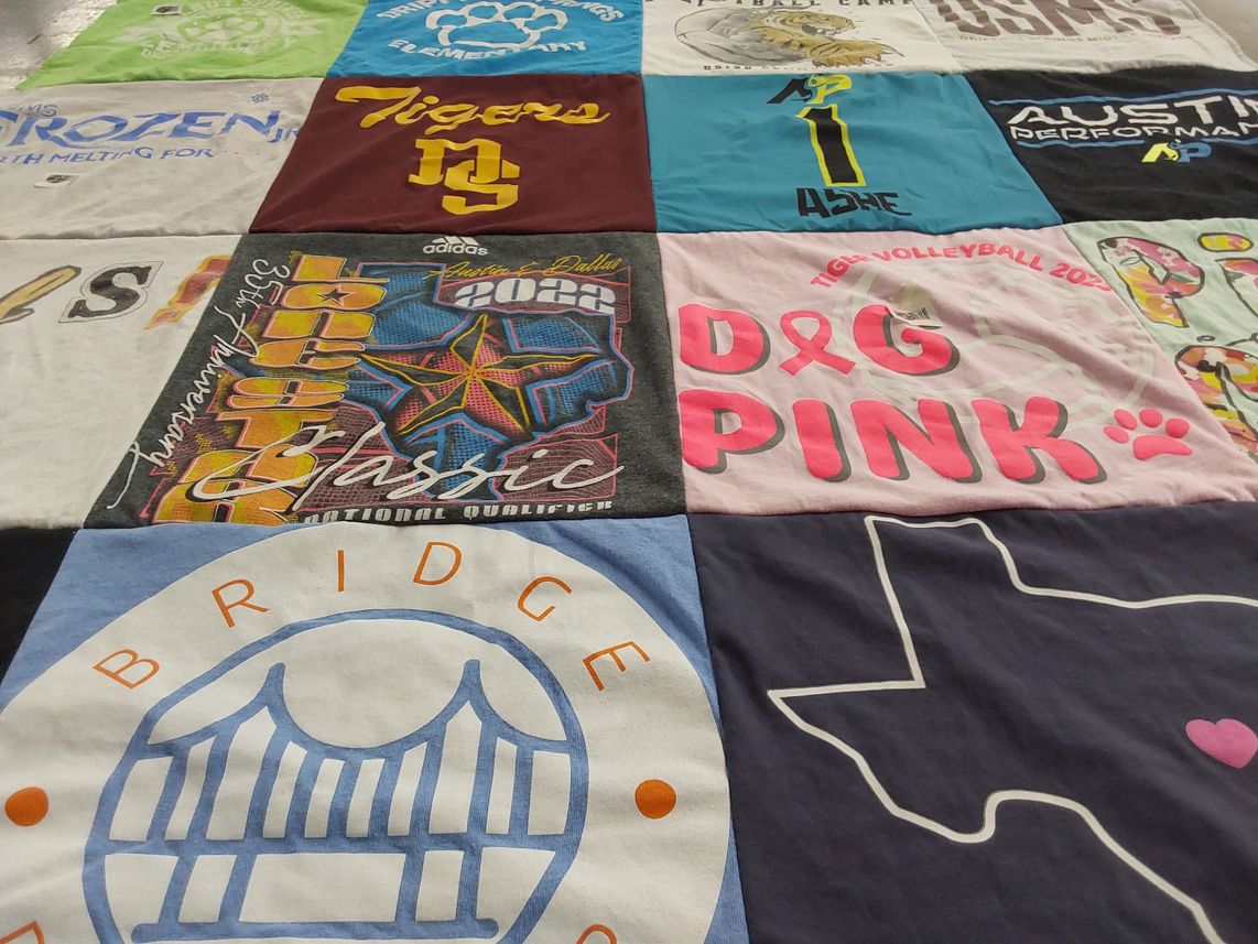 T-shirt quilt featuring tiger volleyball team by Rachael from TX