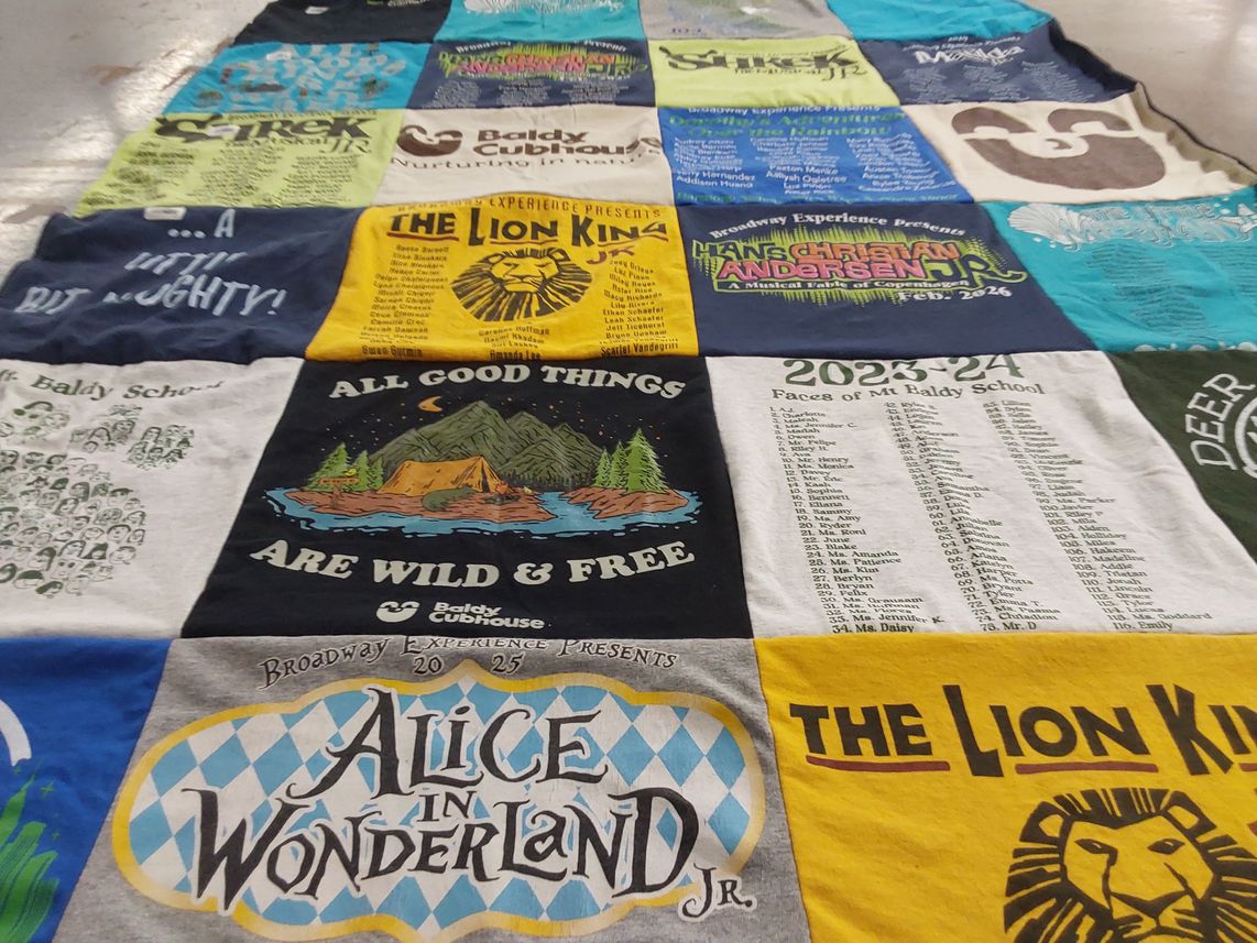 T-shirt quilt from mt baldy school by Joan from OH