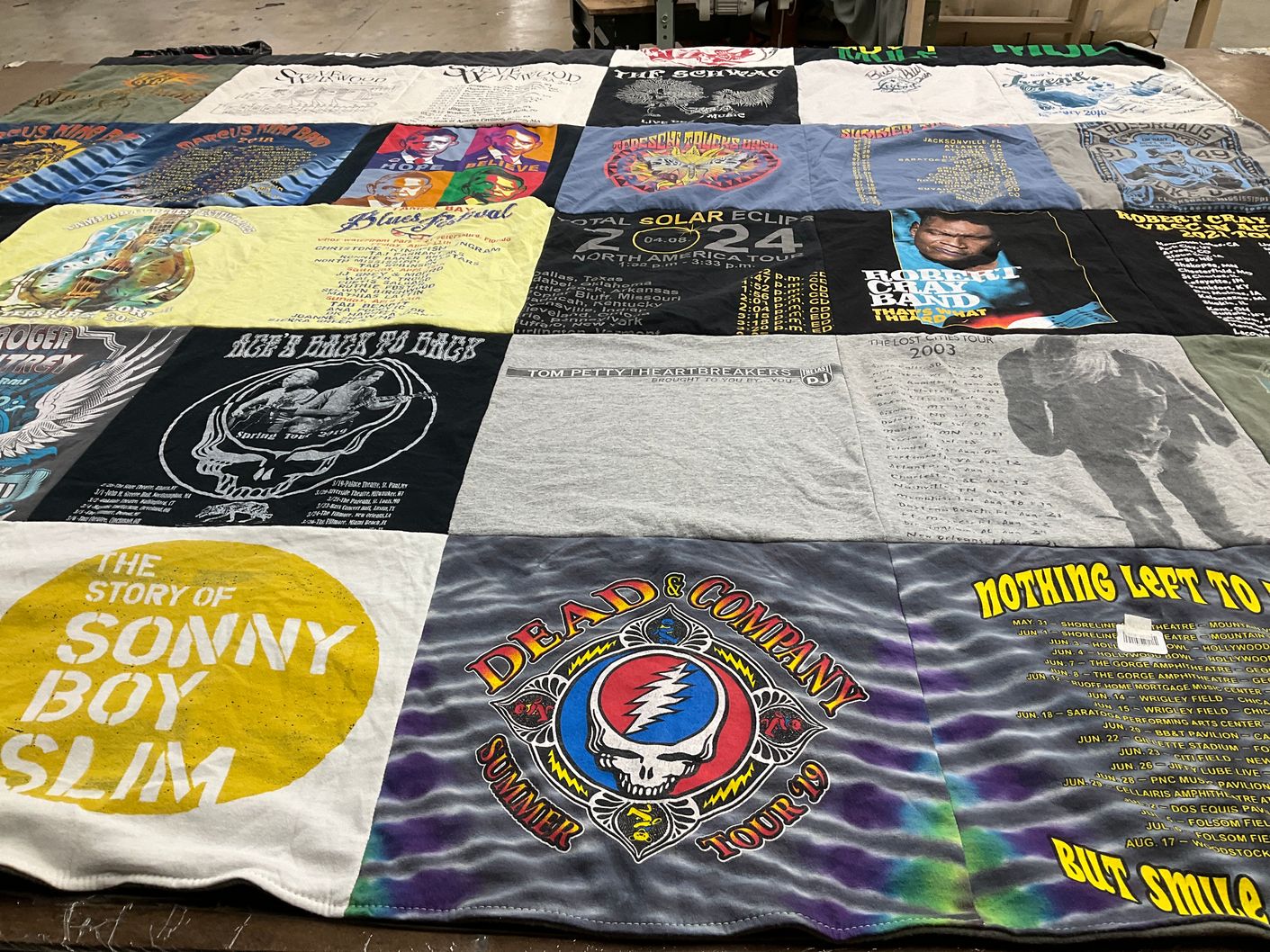 T-shirt quilt with music, concerts themes by Michael from FL