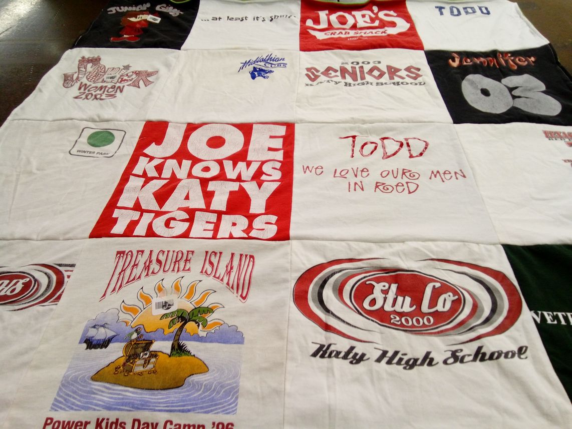 T-shirt quilt from katy high school by Paula from TX