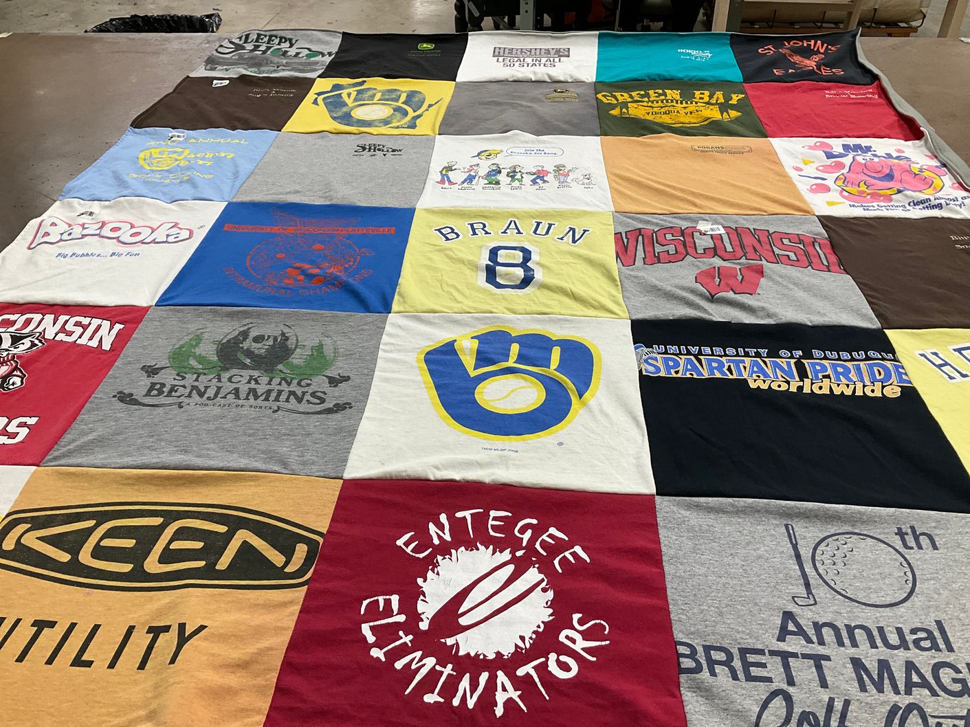 T-shirt quilt from university of wisconsin, university of dubuque by Jenifer from WI