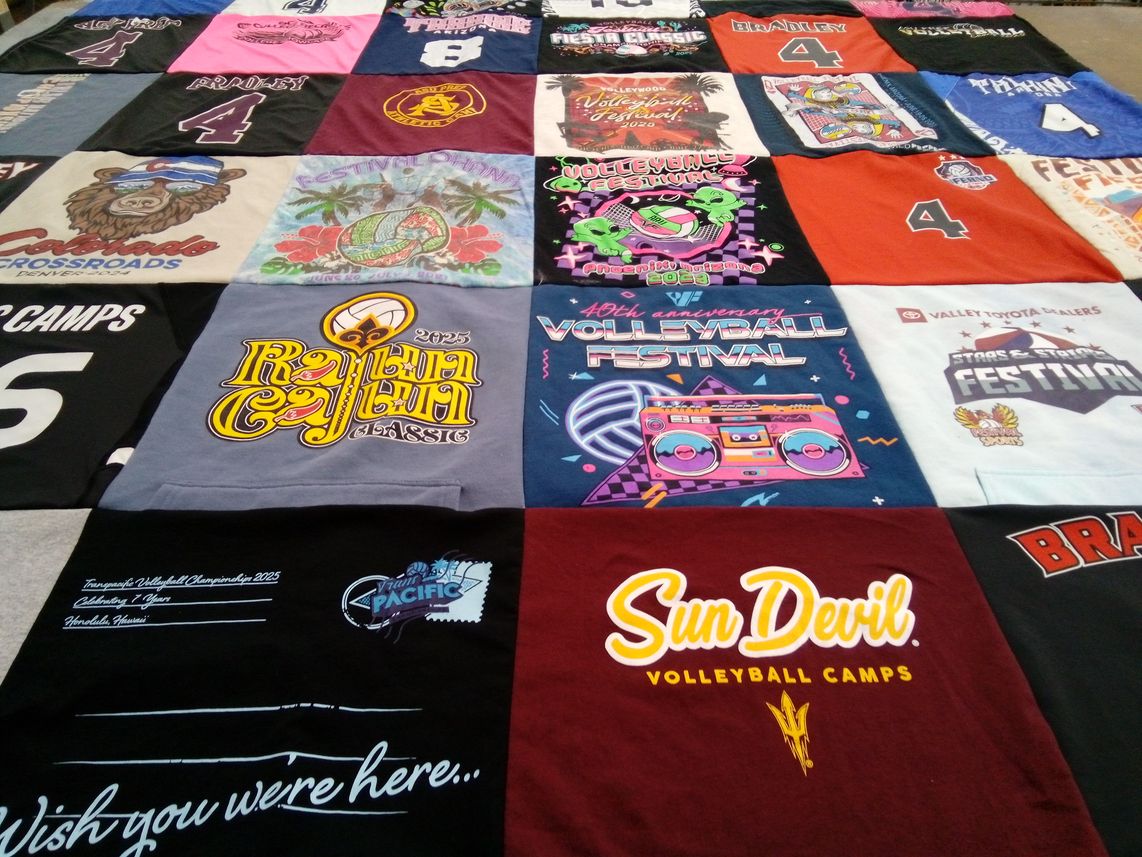 T-shirt quilt featuring arizona state university volleyball team by Heather from AZ