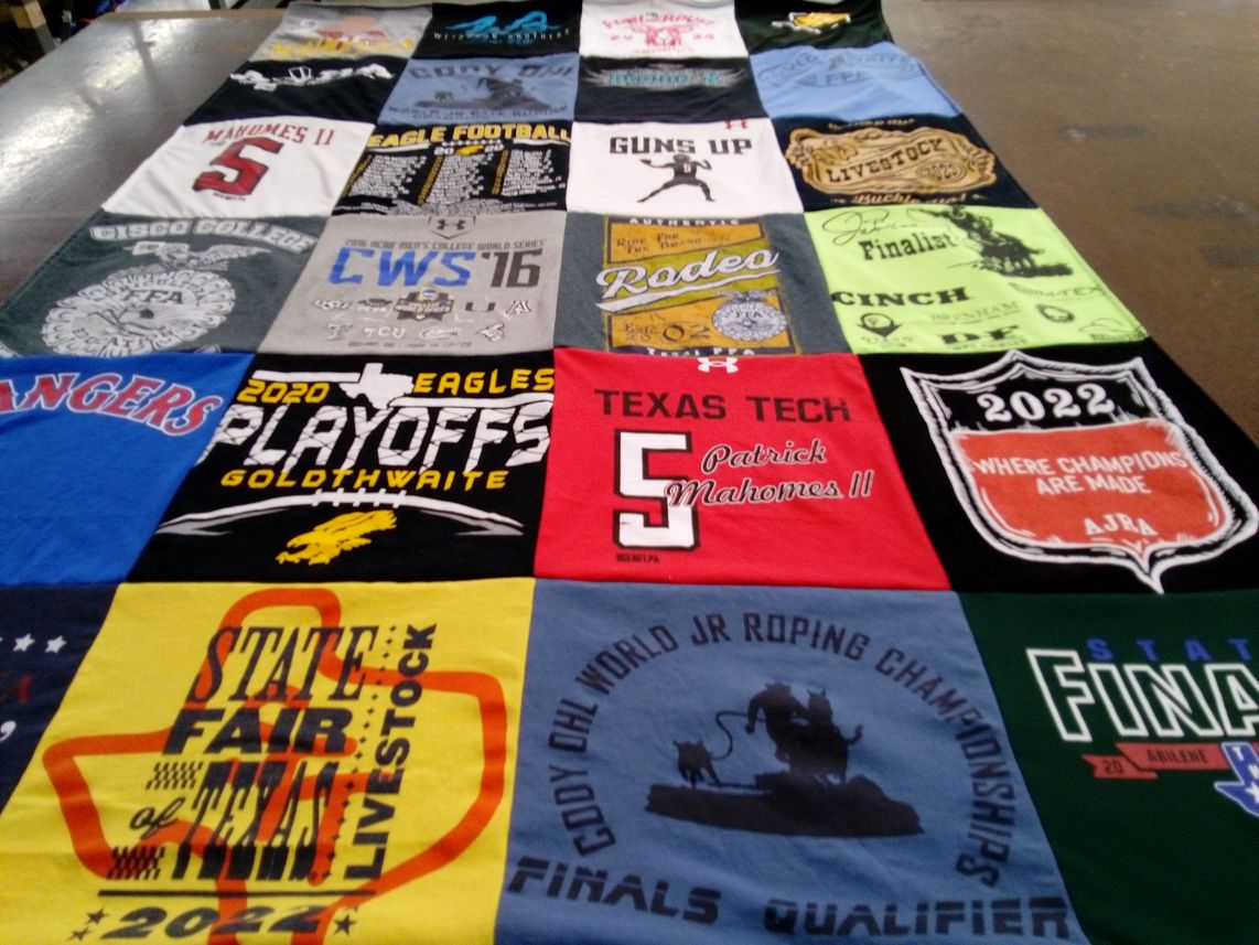 T-shirt quilt featuring eagles, rangers by Rance from TX
