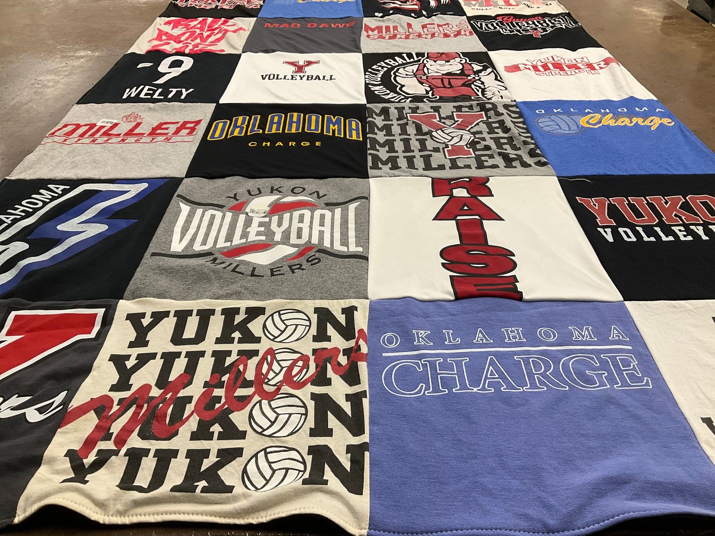T-shirt quilt featuring yukon volleyball team, oklahoma charge by Emma from OK