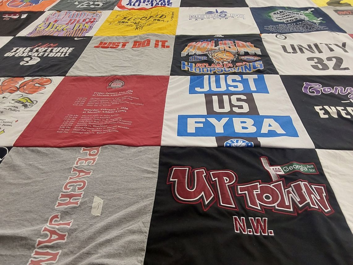 T-shirt quilt with basketball themes by Leila from DC
