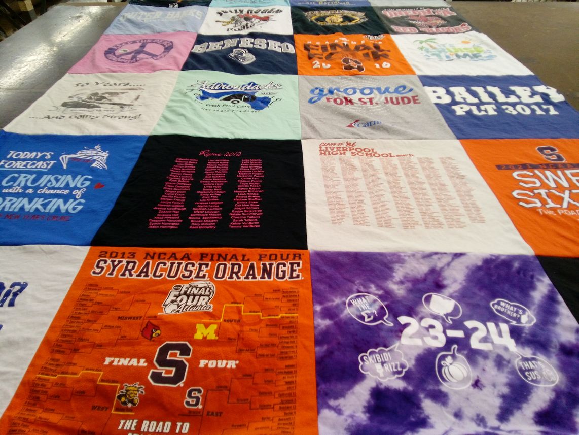 T-shirt quilt from syracuse university, liverpool high school by Lisa from NY