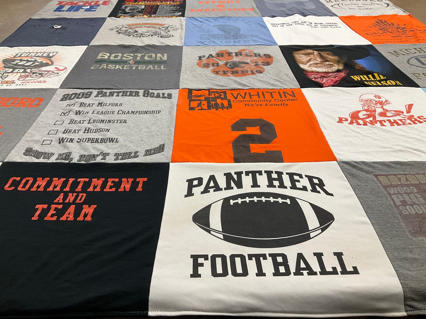 T-shirt quilt featuring panther football, whitin panthers by Nicole from MA