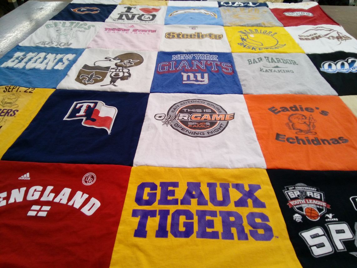T-shirt quilt featuring new york giants, celtics by Eddie from TX