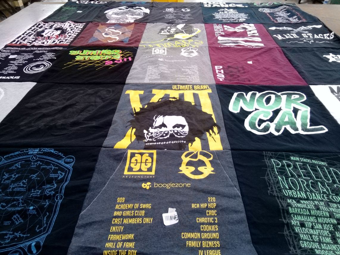 T-shirt quilt with hip hop, dance themes by Samantha from CA