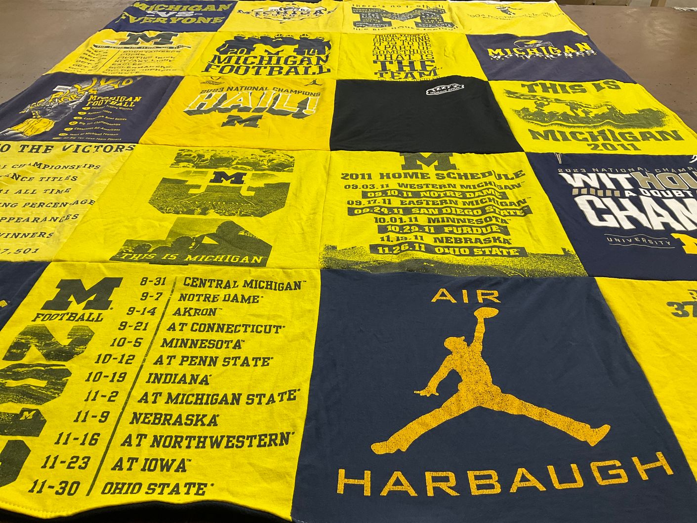 T-shirt quilt featuring michigan wolverines football by Deb from MI
