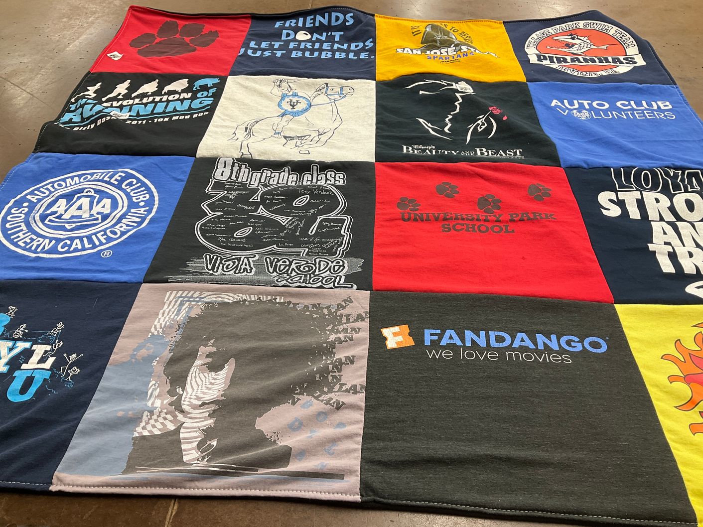 T-shirt quilt featuring san jose spartans, piranhass by Jared from CA