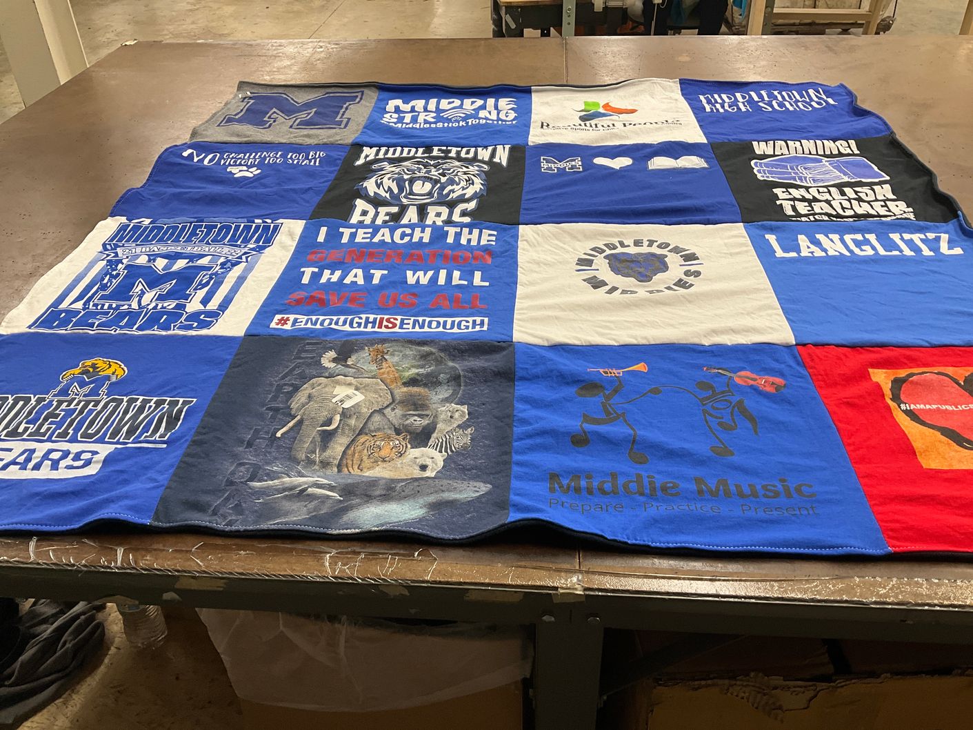 T-shirt quilt featuring middletown bears by Janet from NY