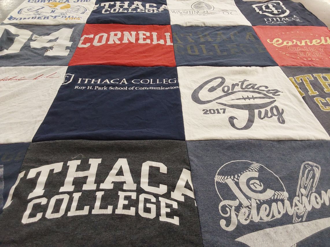 T-shirt quilt from ithaca college, cornell university by Janet from NY