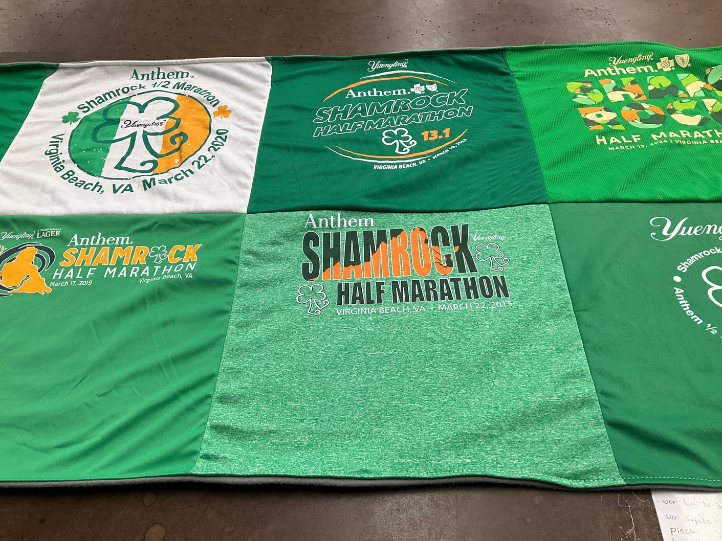 T-shirt quilt with running, fitness themes by Susan from PA
