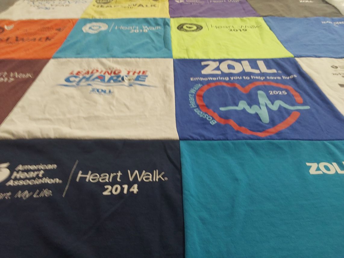T-shirt quilt with health, fitness themes by SOFIA from MA