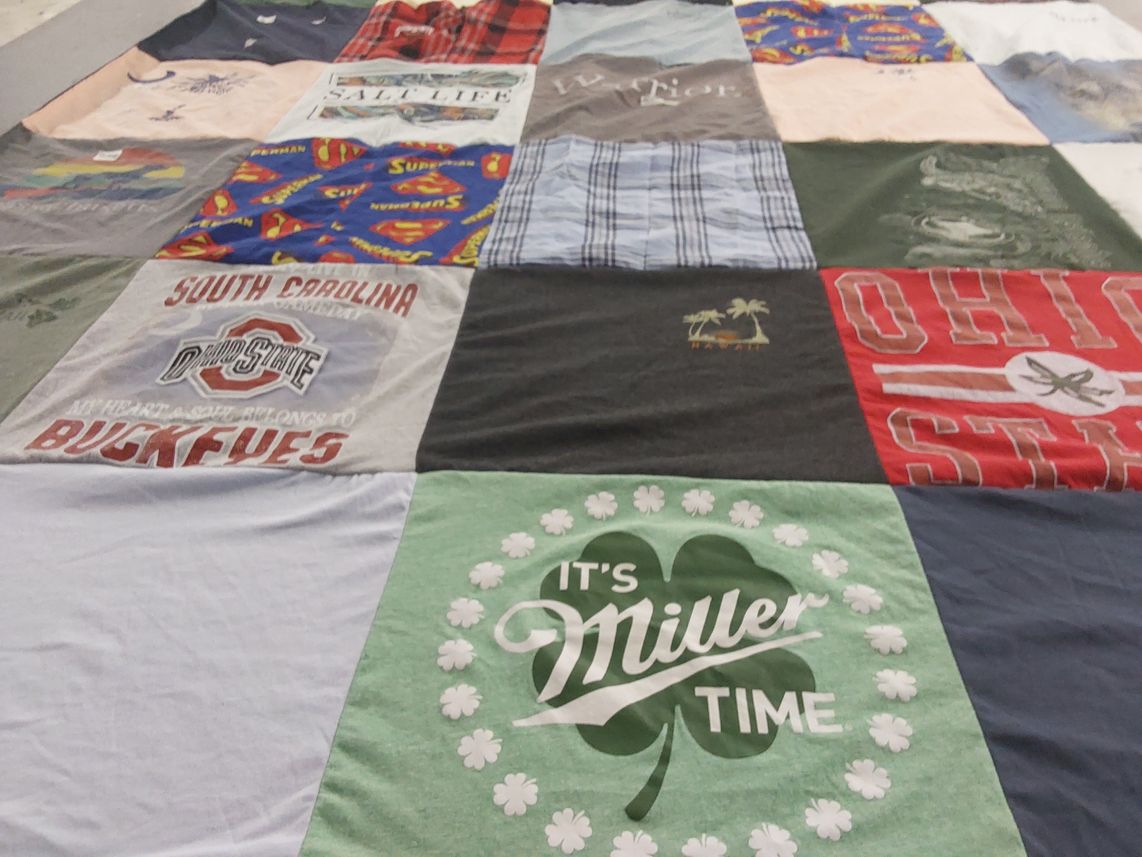 T-shirt quilt featuring ohio state university buckeyes by Audrey from SC