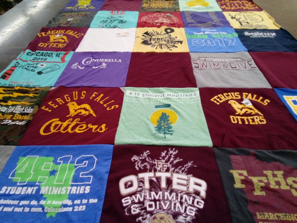 T-shirt quilt featuring fergus falls otters by Melissa from MN