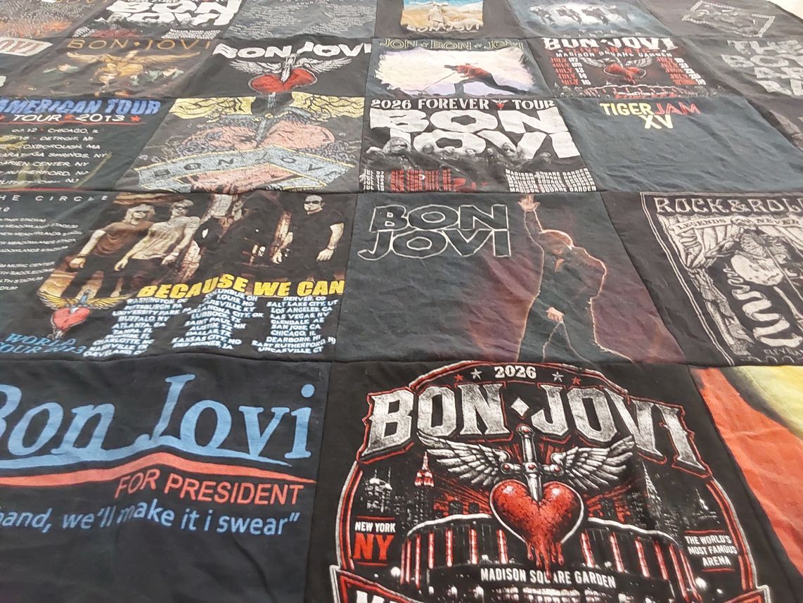 T-shirt quilt with music, rock music themes by Edward from MA