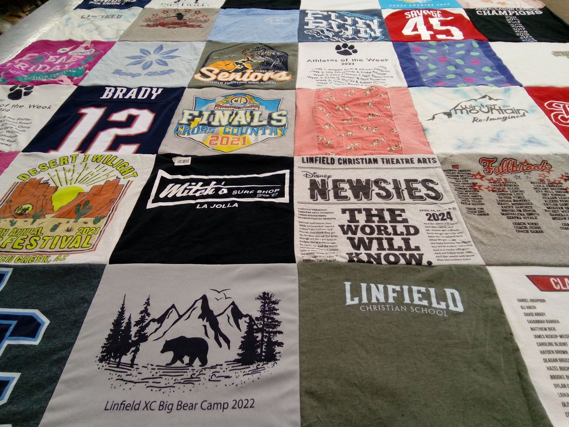 T-shirt quilt featuring linfield xc cross country by KATHERINE from CA