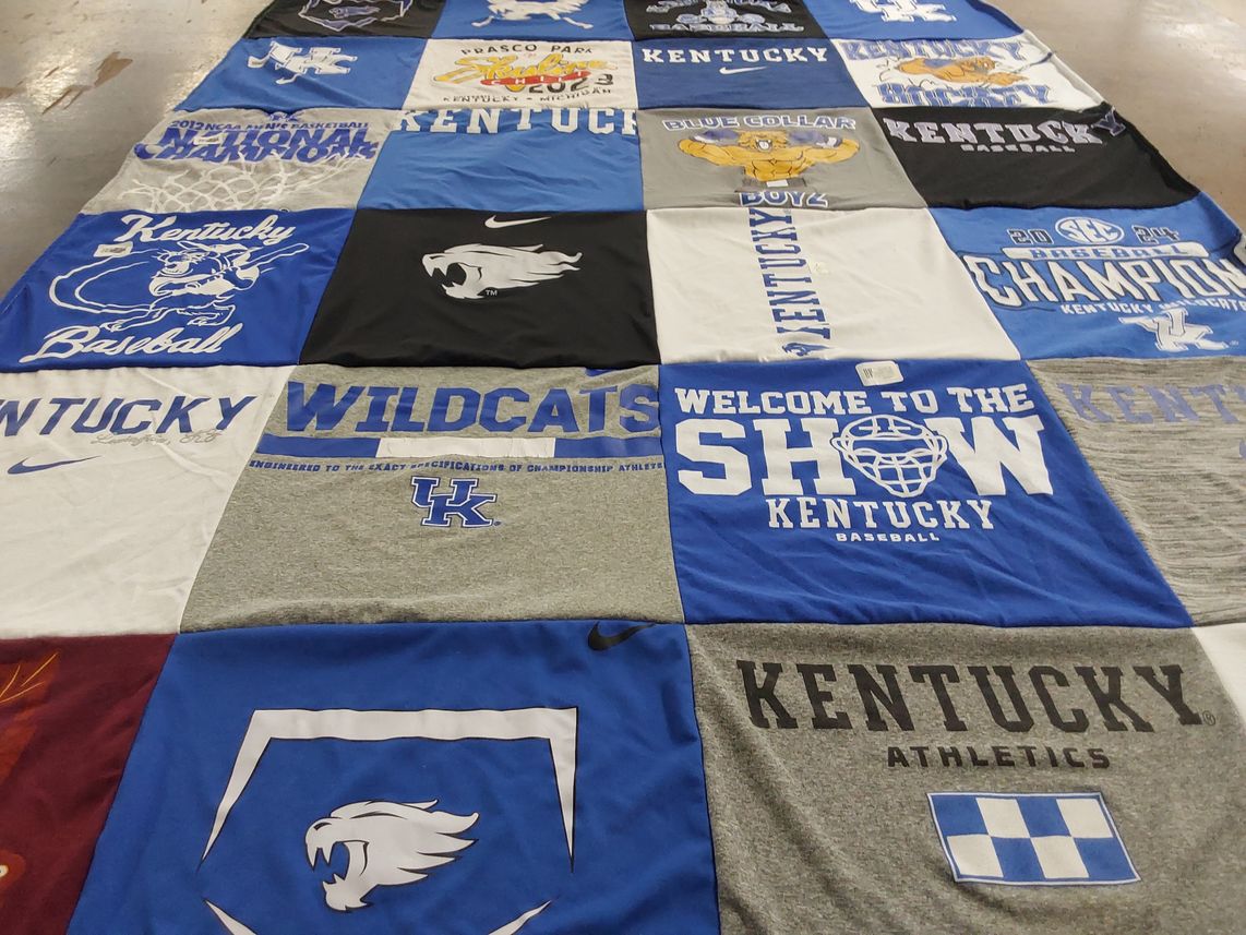 T-shirt quilt featuring kentucky wildcats baseball by Padyn from CA