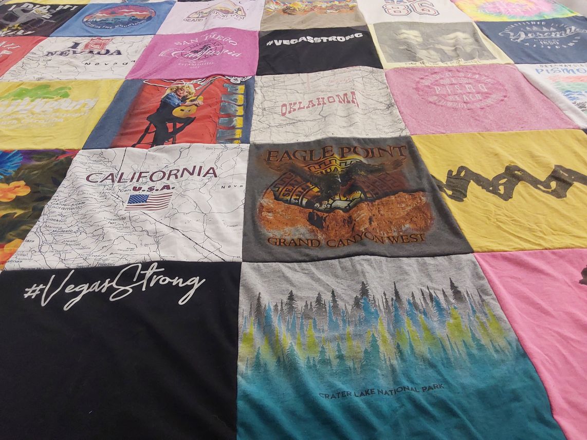 T-shirt quilt with travel, national parks themes by Geri from NV