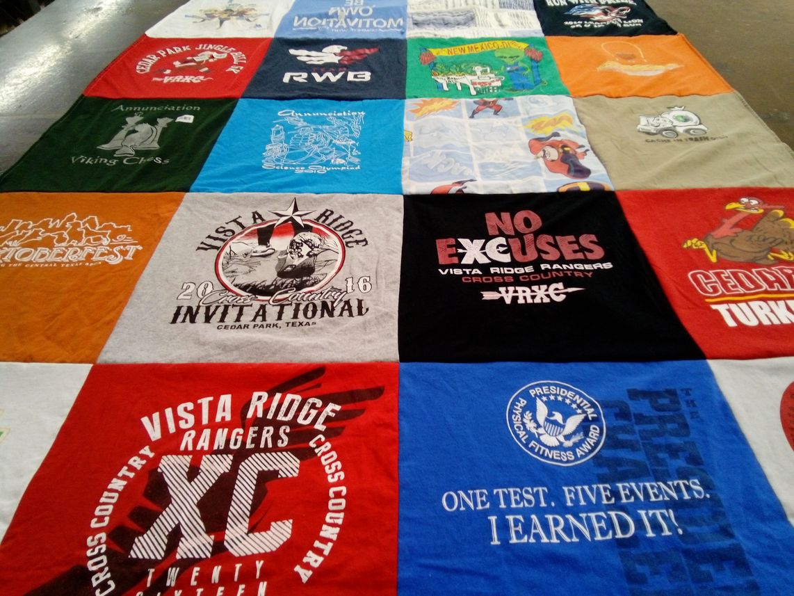 T-shirt quilt featuring vista ridge rangers cross country by Nancy from TX