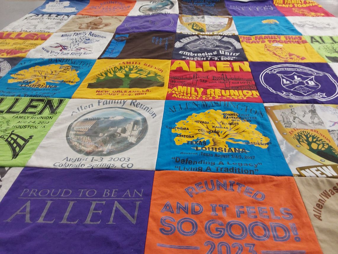 T-shirt quilt with family, reunion themes by Andre from NV