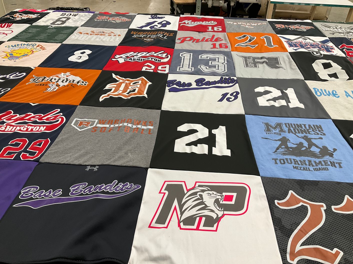 T-shirt quilt featuring mountain madness fast pitch by FA from ID