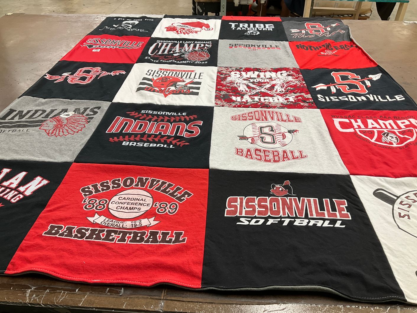 T-shirt quilt featuring sissonville indians baseball, sissonville indians softball by Sam from WV