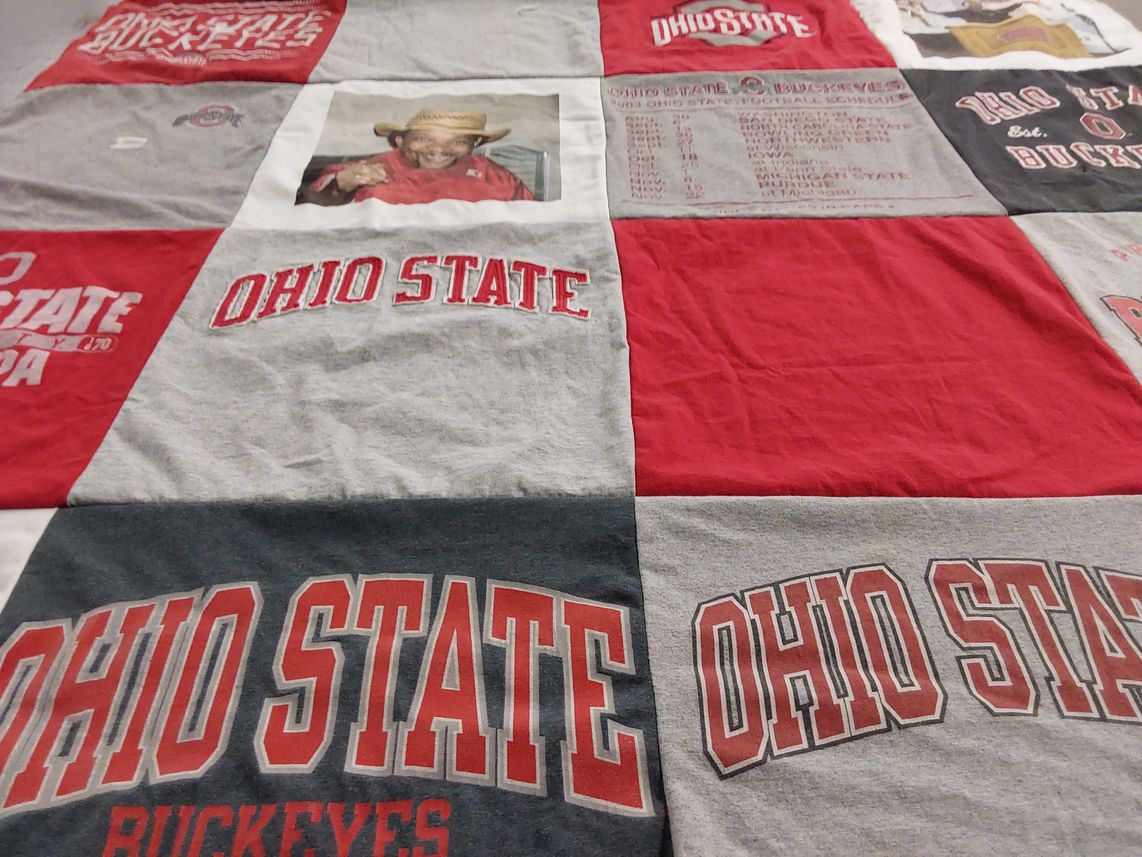 T-shirt quilt featuring ohio state university buckeyes by Twana from OH