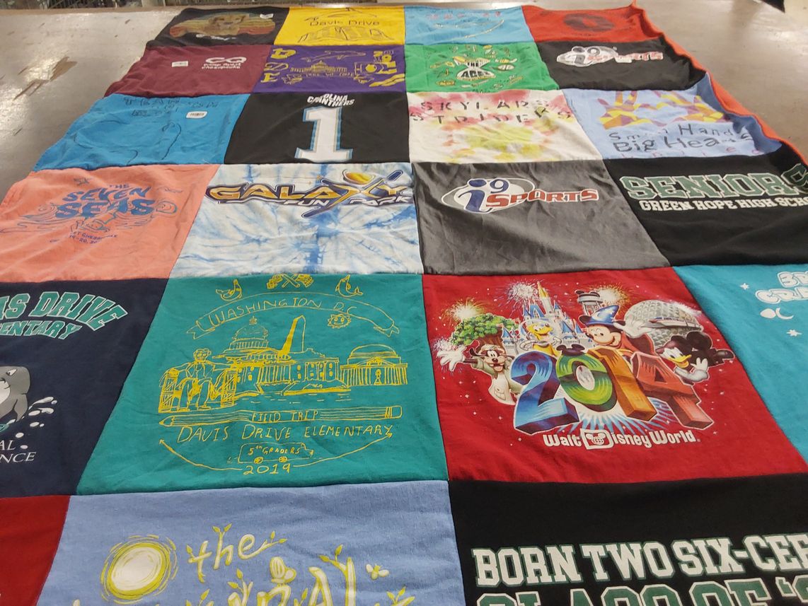 T-shirt quilt from green hope high school, davis drive elementary by Helen from NC