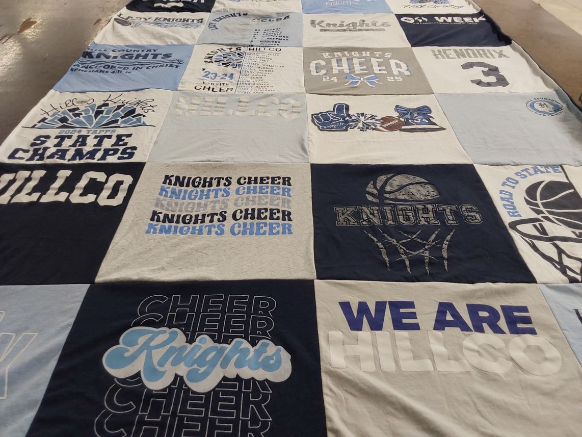 T-shirt quilt featuring hillco knights by Christy from TX