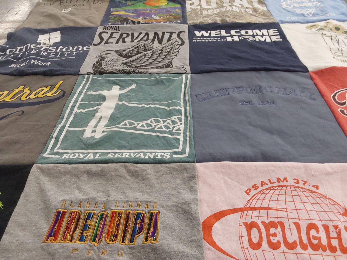 T-shirt quilt from cornerstone university by Bergen from ND
