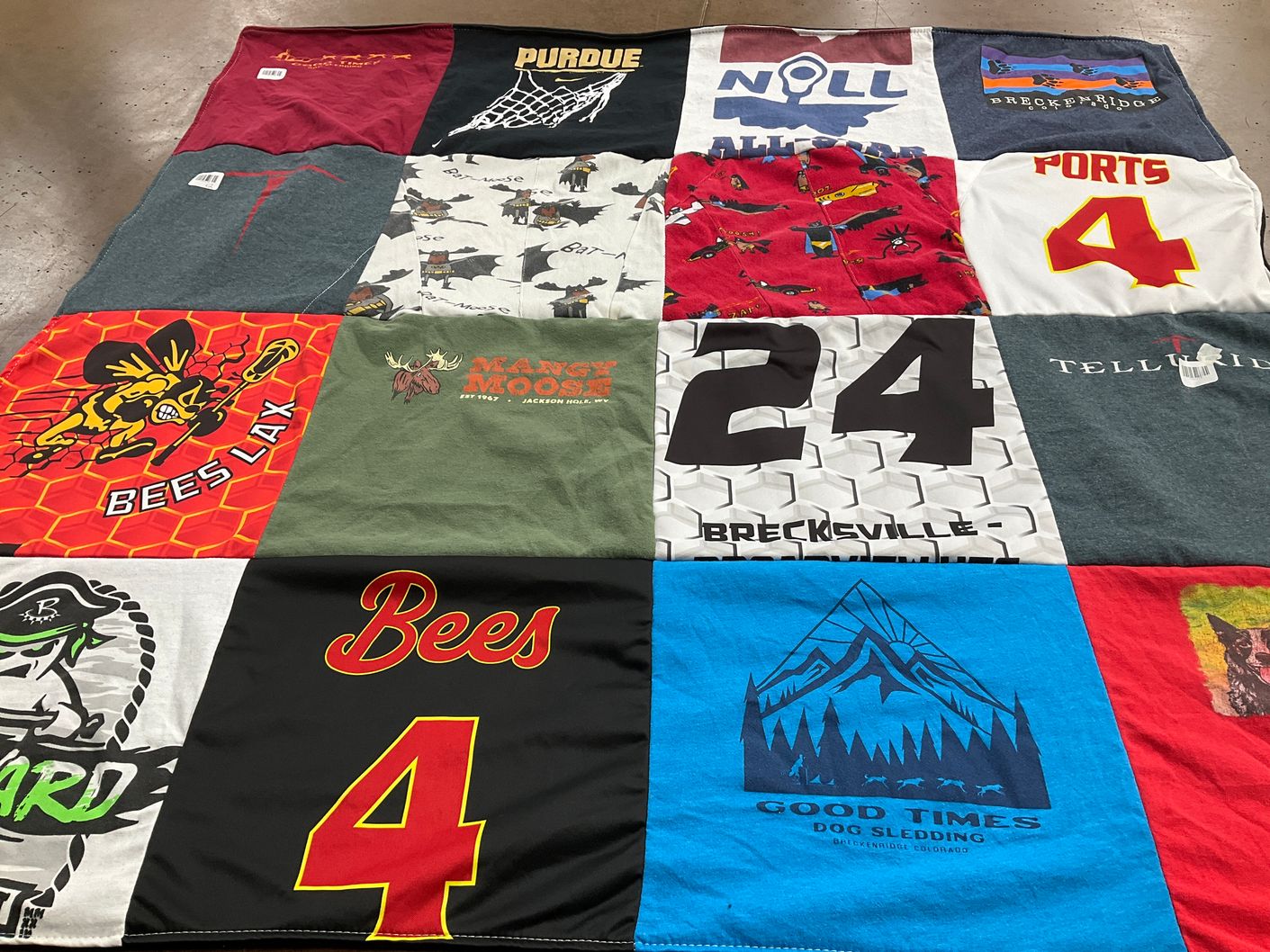 T-shirt quilt featuring bees lacrosse by Marisa from OH