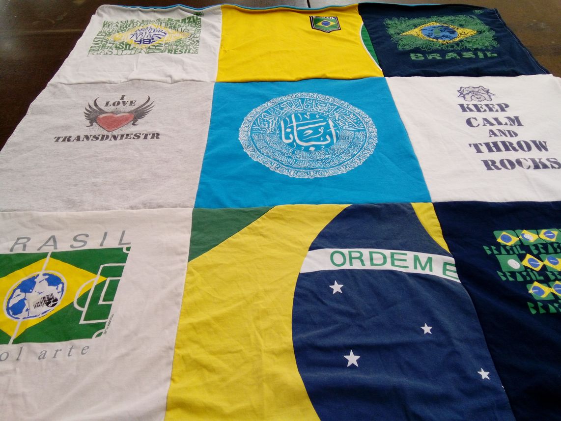 T-shirt quilt with brazil, soccer themes by Kolin from SC