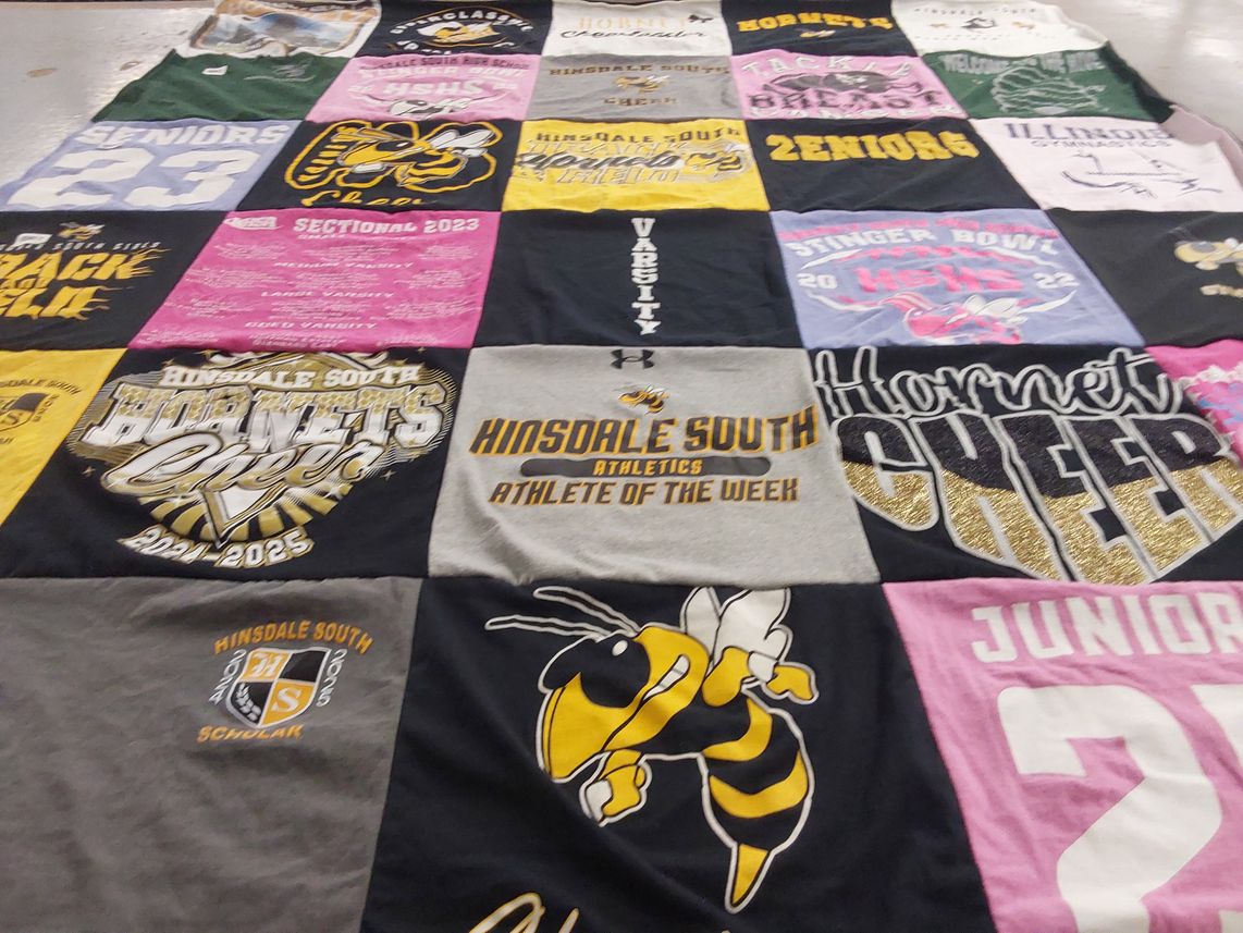 T-shirt quilt featuring hinsdale south hornets by Viji from IL