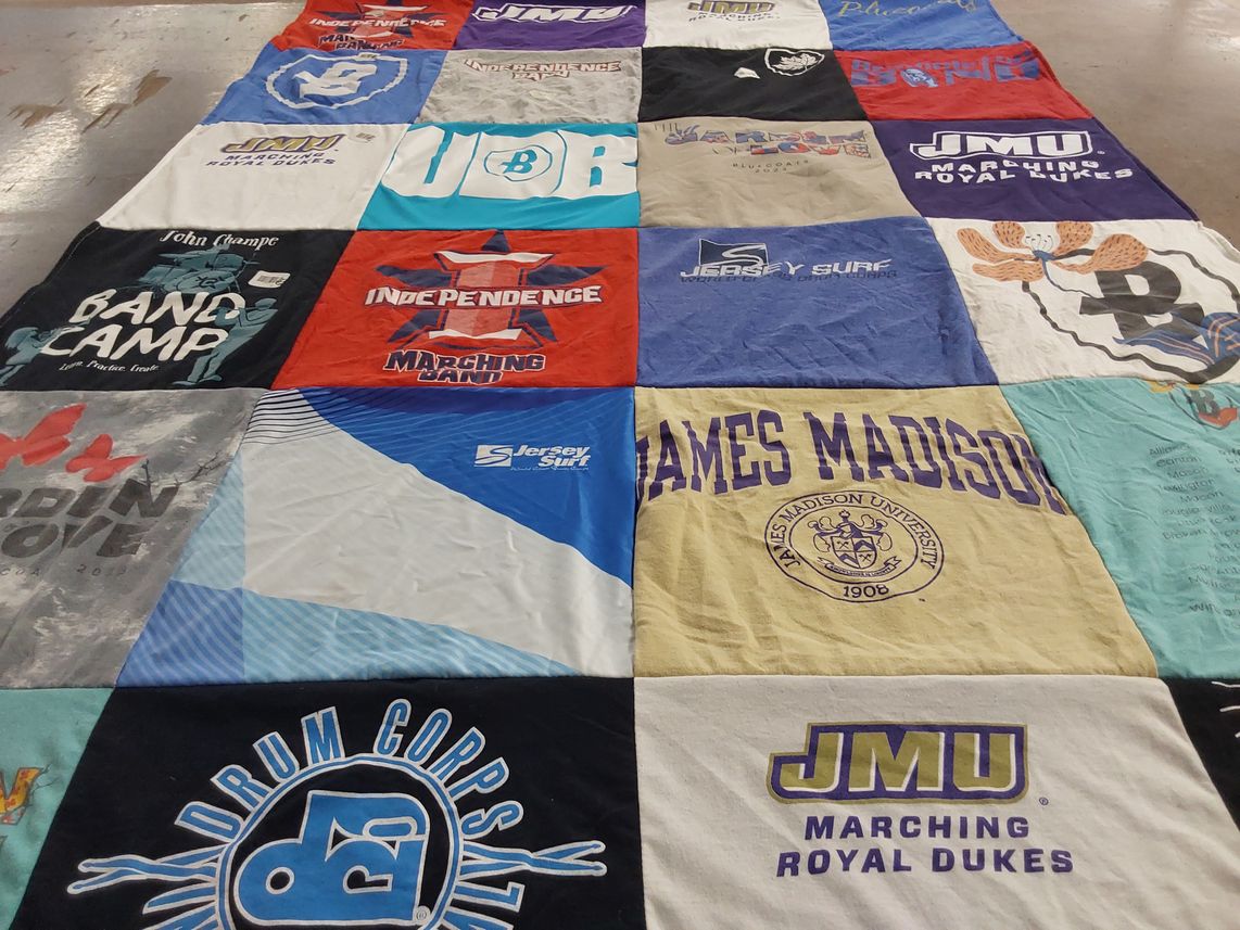 T-shirt quilt featuring james madison university marching royal dukes by Carrie from VA