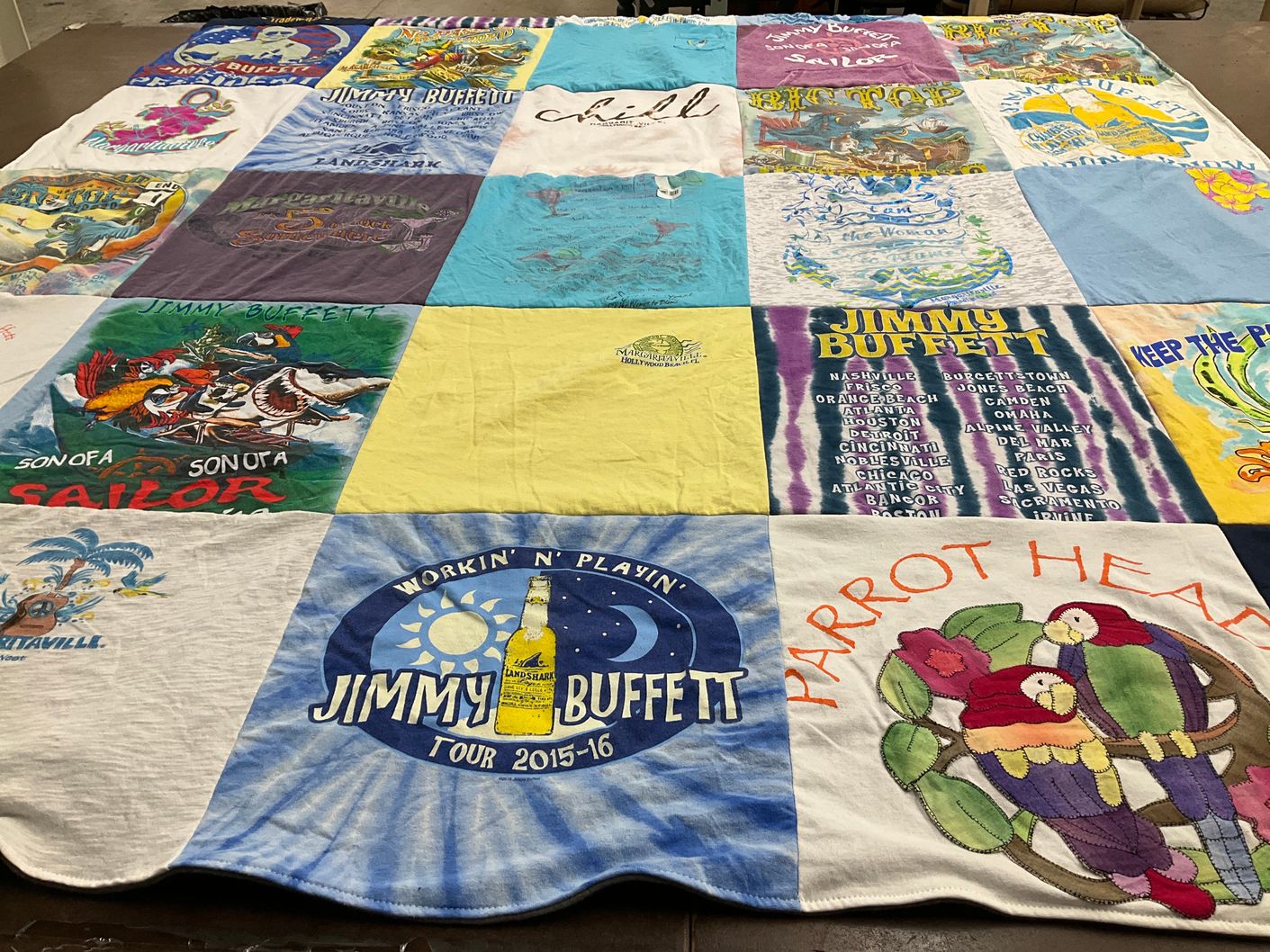 T-shirt quilt with music, tropical themes by paige marie from NY