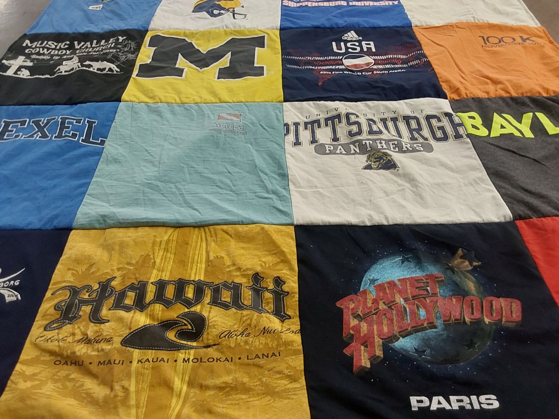 T-shirt quilt featuring pittsburgh panthers, baylor university by Jiem from TX
