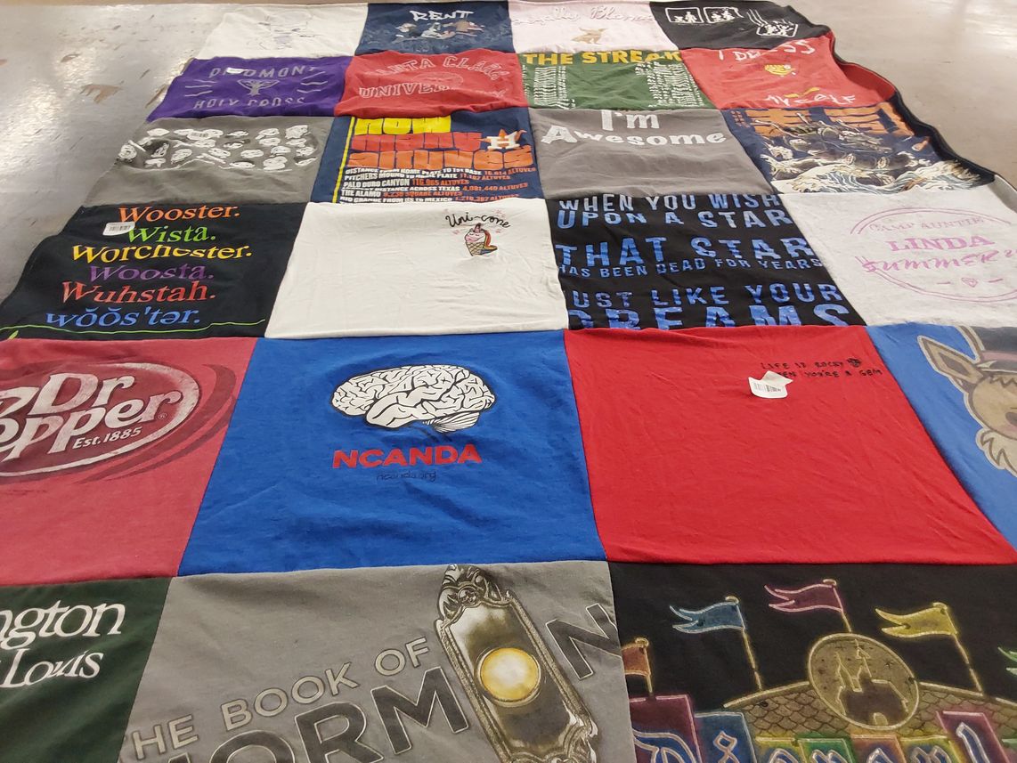 T-shirt quilt from holy cross college, worcester state university by Brooke from CA