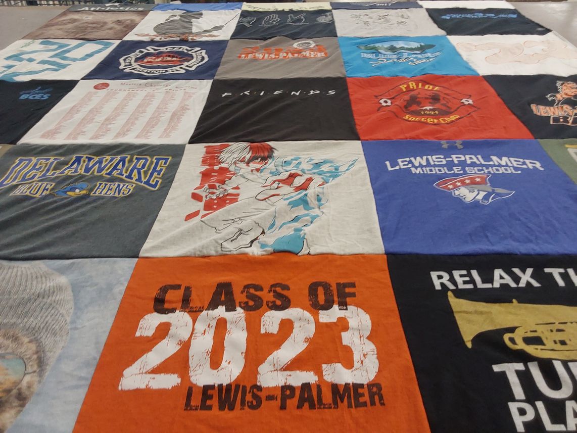 T-shirt quilt from university of delaware, lewis-palmer middle school by Mariann from CO