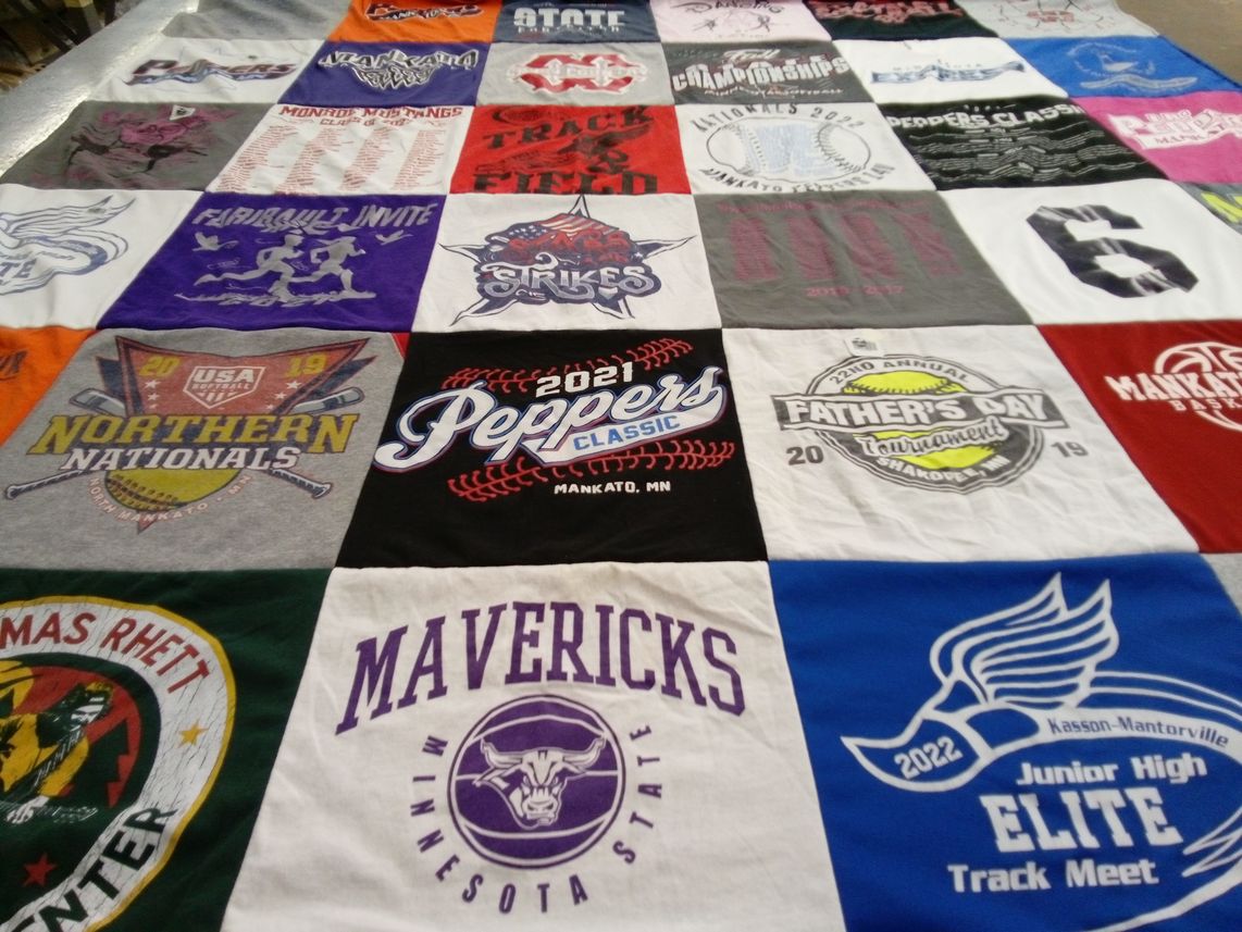 T-shirt quilt featuring mavericks by Janis from MN