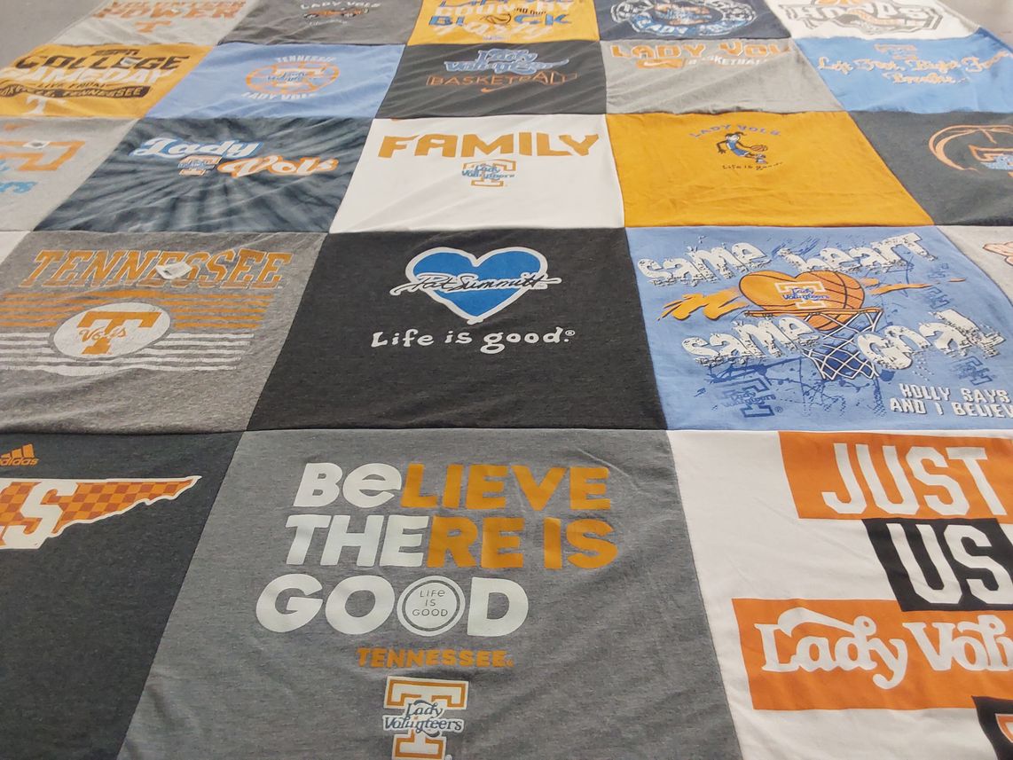 T-shirt quilt featuring lady volunteers basketball by Caleb from SD