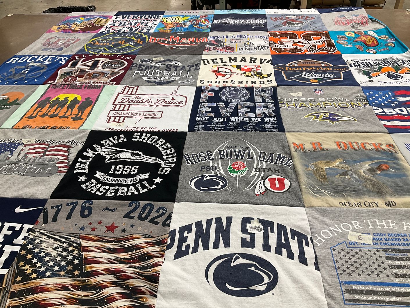 T-shirt quilt featuring delmarva shorebirds, penn state nittany lions by Rodney from MD