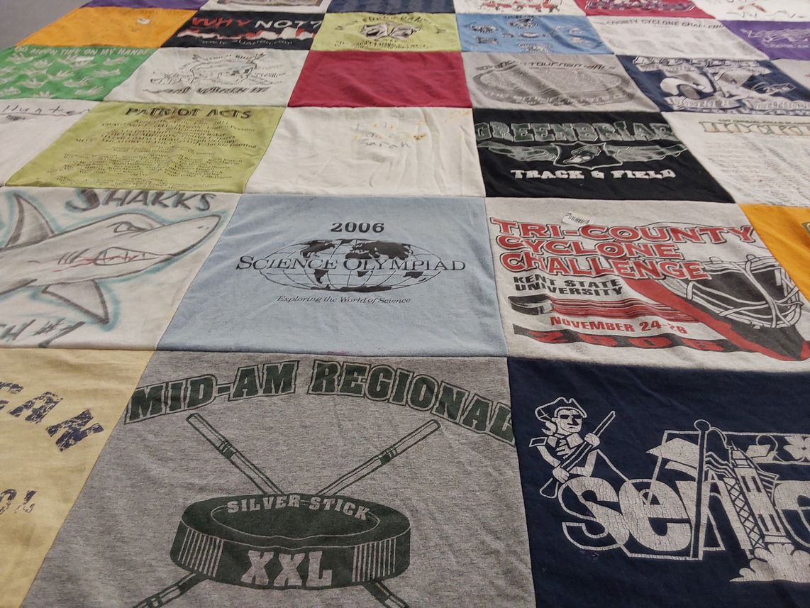 T-shirt quilt from kent state university by Shane from OH