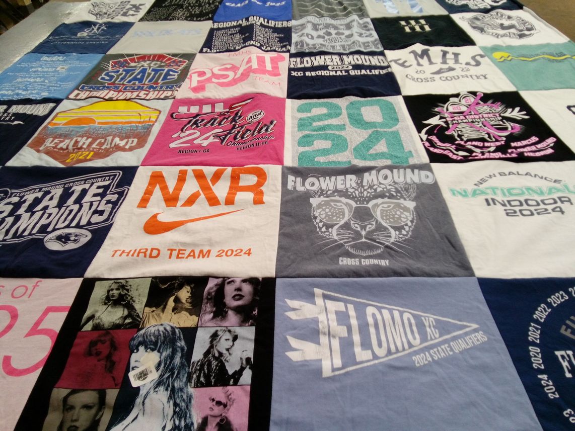 T-shirt quilt featuring flower mound cross country team by Emily from TX