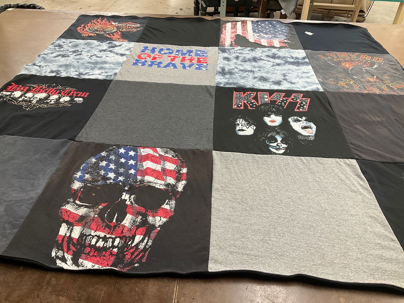 T-shirt quilt with music, rock themes by michael from CA