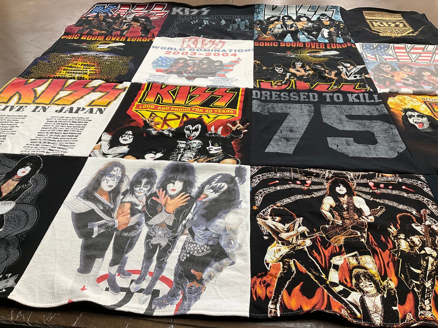 T-shirt quilt with music, rock themes by Kenneth from NH
