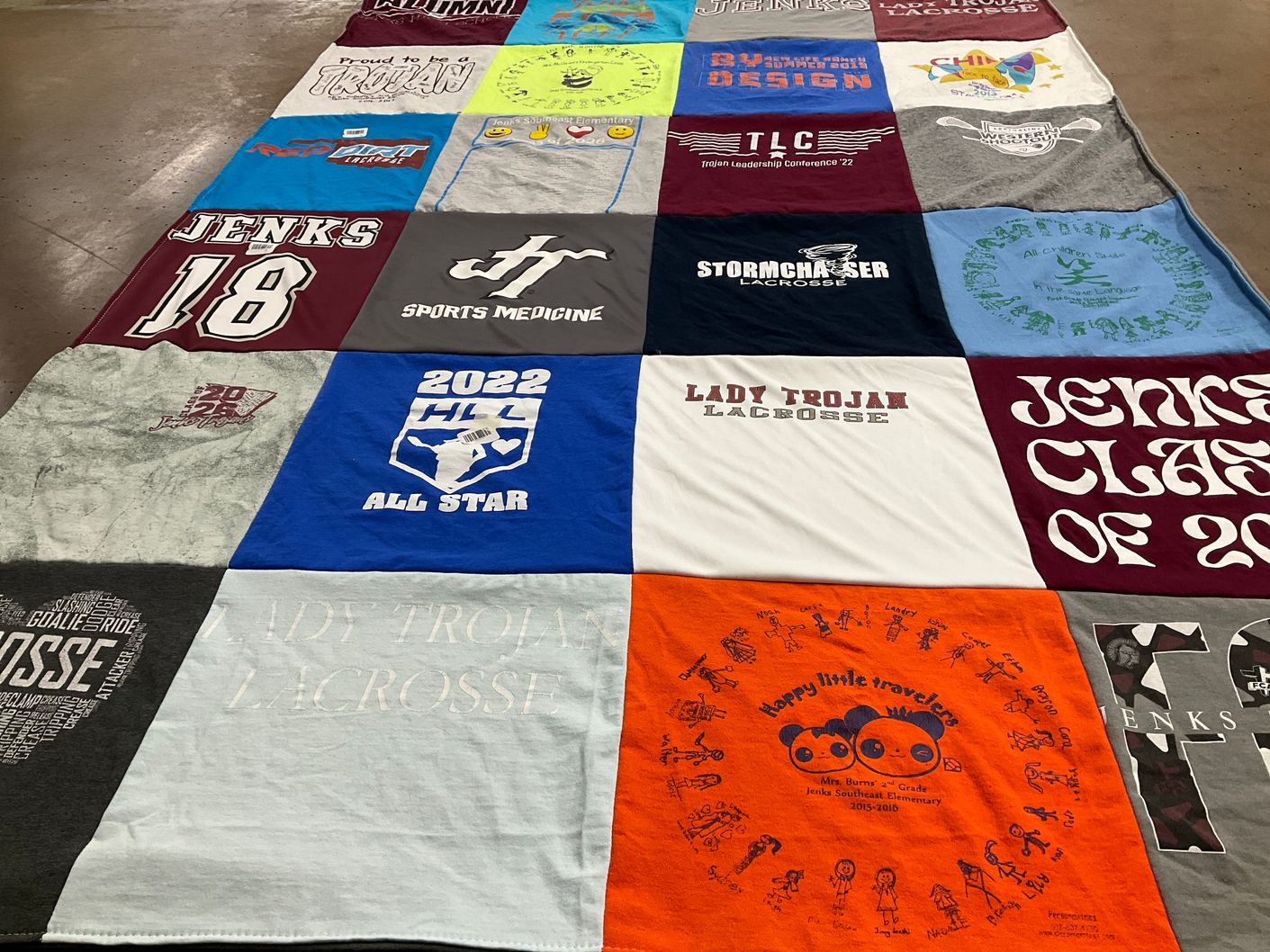 T-shirt quilt featuring lady trojan lacrosse, jenks trojans by nicole from OK