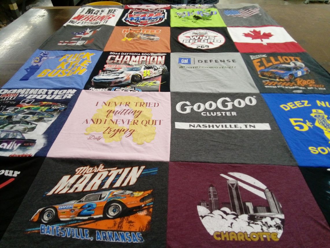 T-shirt quilt with nascar, racing themes by Wendy from NC